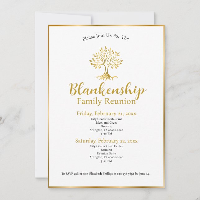 Elegant Tree: 2-Day Family Reunion Invitation (Front)