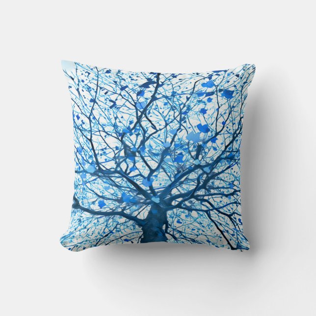 Elegant Tree (blue) Throw Pillow (Front)