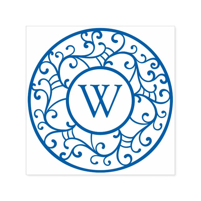 Elegant Tree Branches Lacy Filigree Wreath Initial Self-inking Stamp (Design)