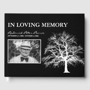 Elegant Tree Condolence Photo Funeral Guest Book