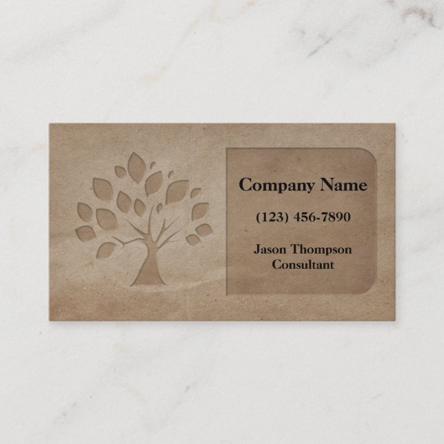 Elegant Tree Faux Embossed Nature Business Card (Front)