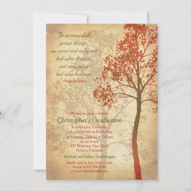Elegant Tree Graduation Invitation (Front)