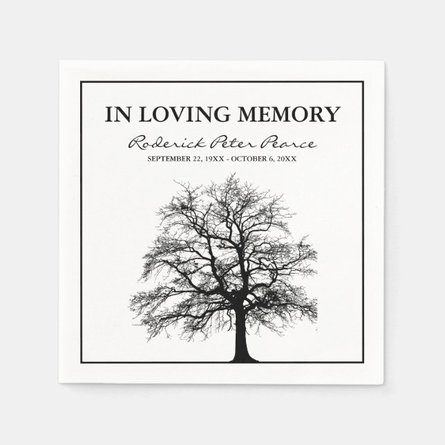 Elegant Tree | In loving Memory Funeral Napkin (Front)