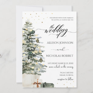 Elegant Tree lights winter christmas wedding  Invitation