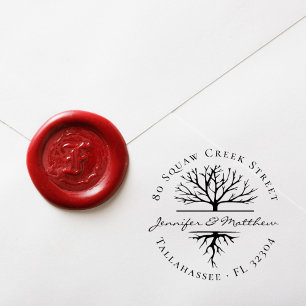 Elegant Tree Married Couple Return Address Rubber Stamp