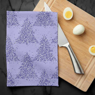 Elegant Tree Pattern   Charming Lavender Christmas Kitchen Towel