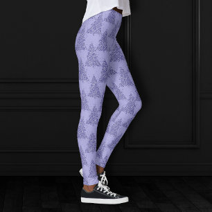 Elegant Tree Pattern   Charming Lavender Christmas Leggings