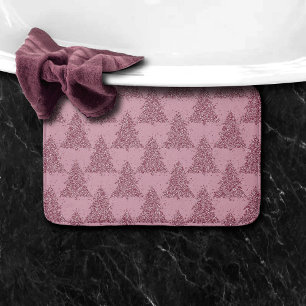 Elegant Tree Pattern Dusty Mauve Pink Christmas Bath Mat