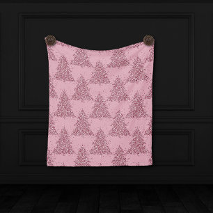 Elegant Tree Pattern   Dusty Mauve Pink Christmas Fleece Blanket