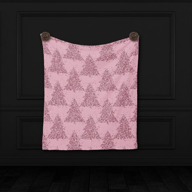 Elegant Tree Pattern | Dusty Mauve Pink Christmas Fleece Blanket (Creator Uploaded)