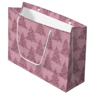 Elegant Tree Pattern   Dusty Mauve Pink Christmas Large Gift Bag