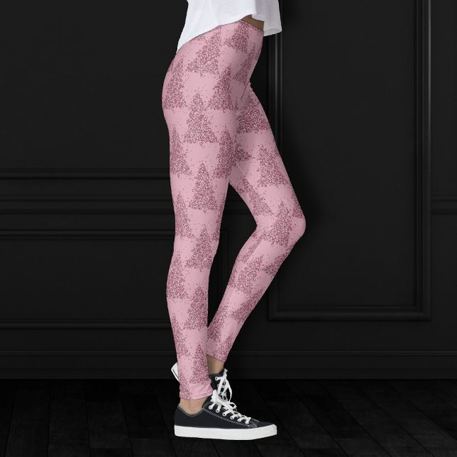 Elegant Tree Pattern | Dusty Mauve Pink Christmas Leggings (Creator Uploaded)