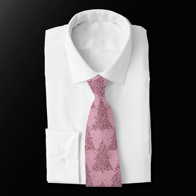 Elegant Tree Pattern | Dusty Mauve Pink Christmas Tie (Creator Uploaded)