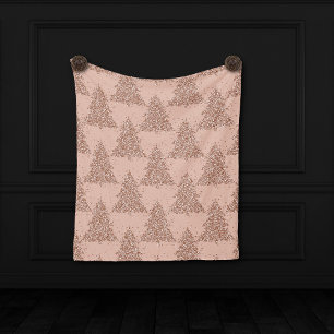 Elegant Tree Pattern   Glam Rose Gold Christmas Fleece Blanket
