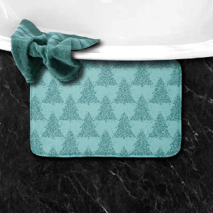 Elegant Tree Pattern   Luxe Aqua Mint Christmas Bath Mat