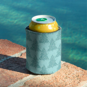 Elegant Tree Pattern Luxe Aqua Mint Christmas Can Cooler