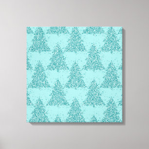 Elegant Tree Pattern   Luxe Aqua Mint Christmas Canvas Print