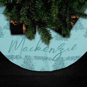 Elegant Tree Pattern   Luxe Aqua Mint Custom Brushed Polyester Tree Skirt