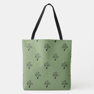 Elegant Tree Pattern on Laurel Green Tote Bag