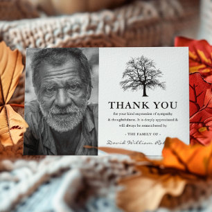 Elegant Tree   Photo Funeral Thank You Card
