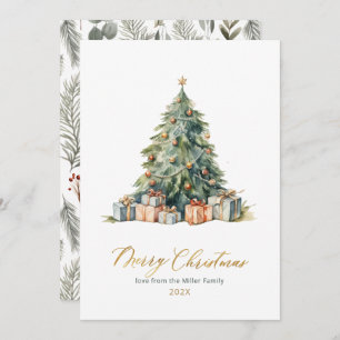 Elegant Tree Script Non Photo Christmas Cards
