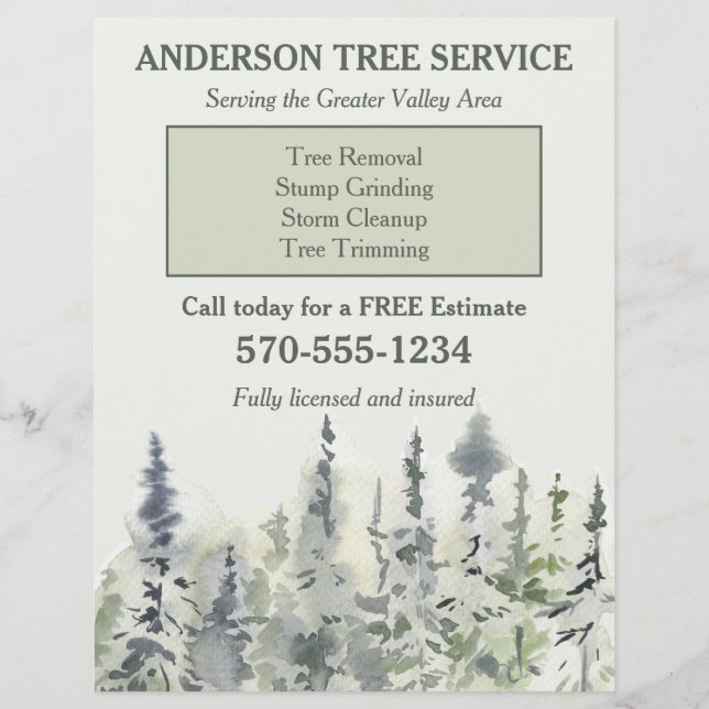 Elegant Tree Service Arborist Trimming Flyer (Front)