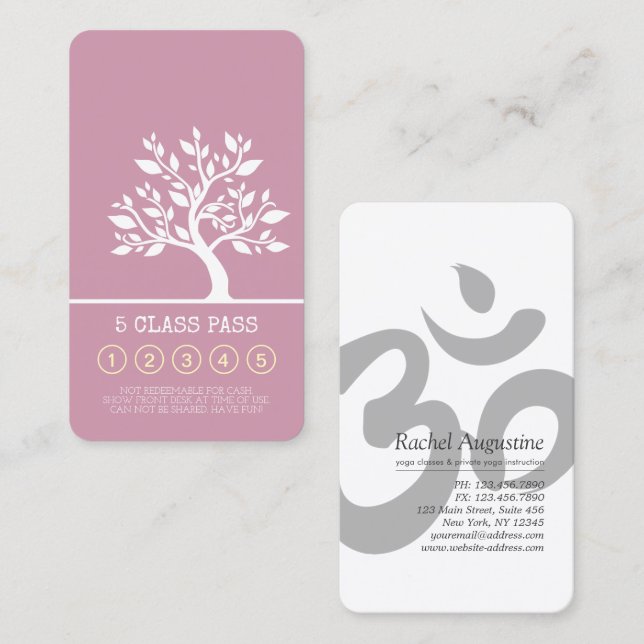 Elegant Tree Yoga Instructor Class Pass Loyalty (Front/Back)