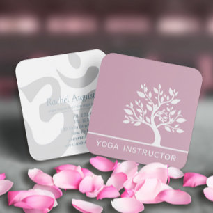 Elegant Tree Yoga Instructor Wellness Life Coach Square Business Card