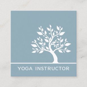 Elegant Tree Yoga Instructor Wellness Life Coach Square Business Card