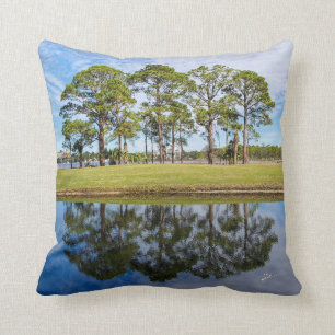 Elegant Trees of Reflection Nature Photography Throw Pillow