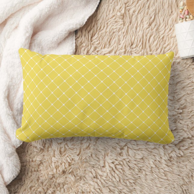Elegant Trellis Pattern | Sunny Yellow Lumbar Pillow (Blanket)