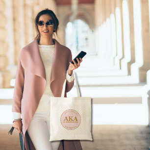 Elegant Trellis Pink Gold Monogram Business Tote Bag