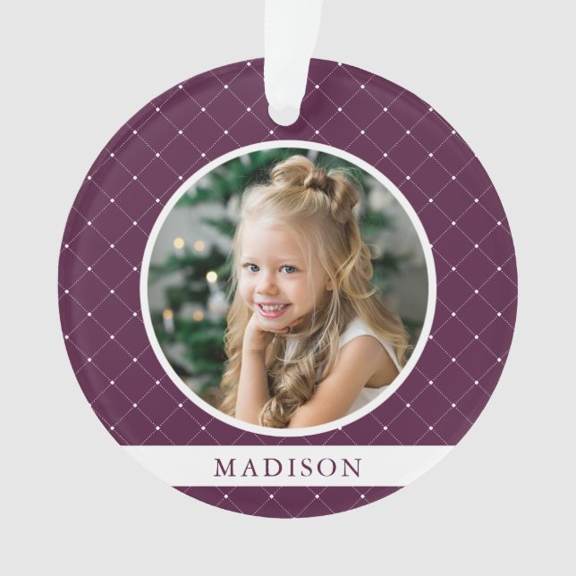 Elegant Trellis | Sugar Plum Holiday Photo Ornament (Front)