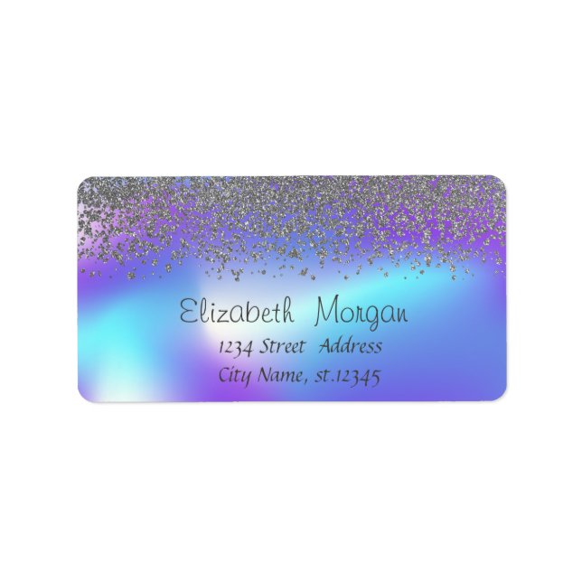 Elegant Trend Stylish Silver  Diamonds Holographic Label (Front)