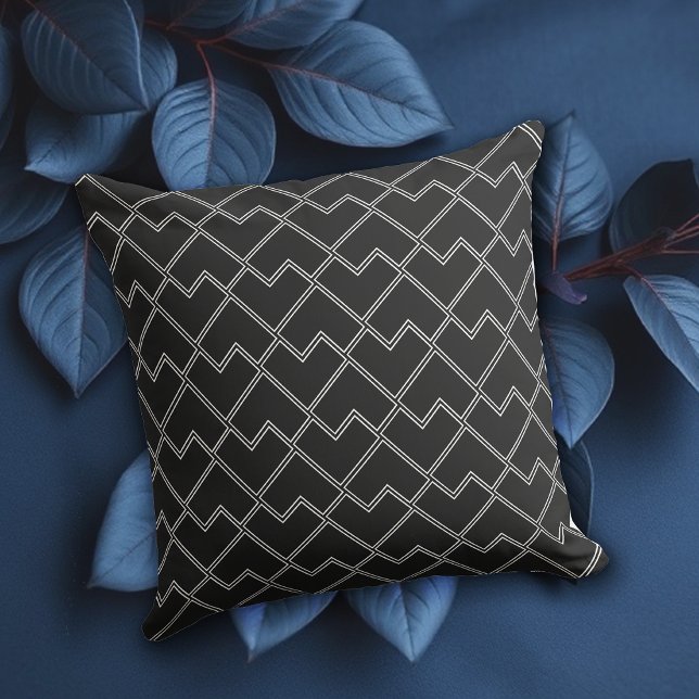 Elegant Trendy Black Geometric Pattern Pillow (Creator Uploaded)