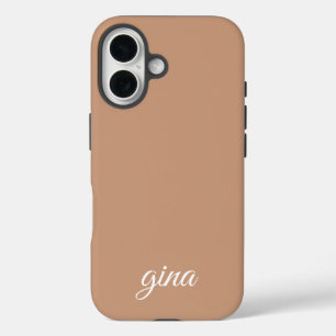 Elegant Trendy Brown Customize iPhone 16 Case
