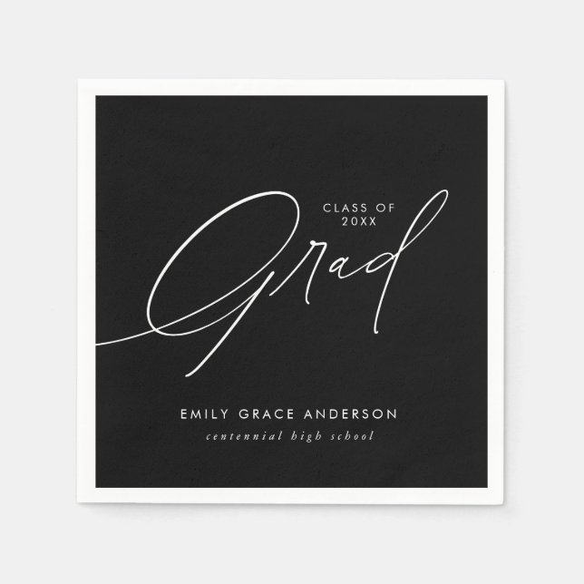 Elegant Trendy Calligraphy Script Graduation Napkin (Front)
