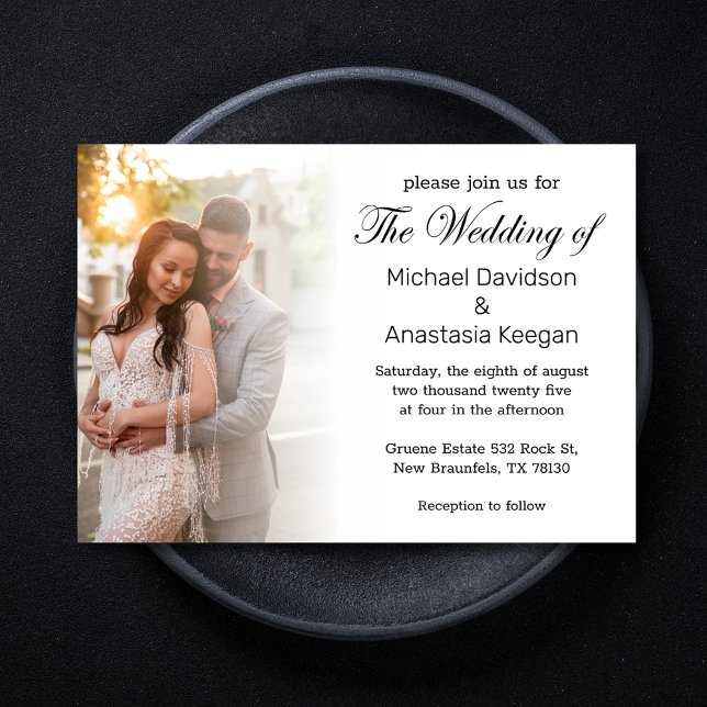 elegant trendy chic script wedding faded photo invitation (Creator Uploaded)