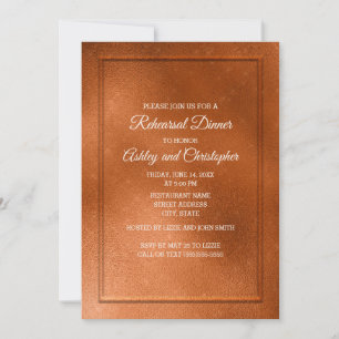 Elegant Trendy Copper Wedding Rehearsal Invitation
