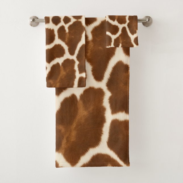 Elegant Trendy Cow Faux Leather Collection Bath Towel Set (Insitu)