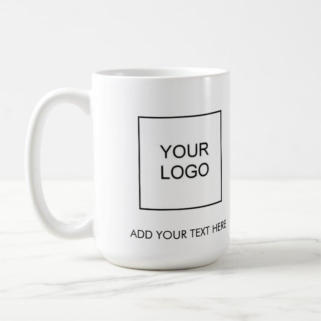 Elegant Trendy Custom Add Your Business Logo Text Coffee Mug (Left)