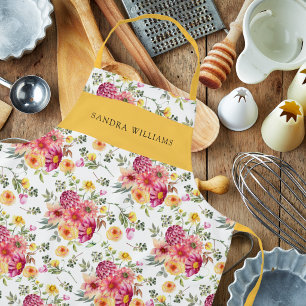 Elegant  Trendy Floral Grace Typography  Apron