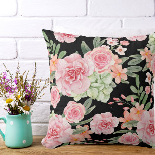 Elegant Trendy Floral Watercolor botanical Throw Pillow