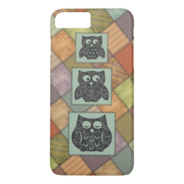 Elegant trendy girly cute owls patchwork Case-Mate iPhone case (Back)