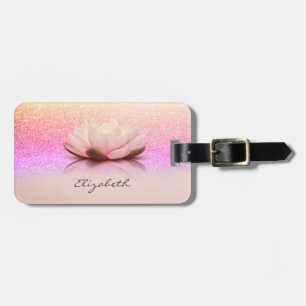 Elegant Trendy Girly, Lotus Glitter Bokeh  Luggage Tag