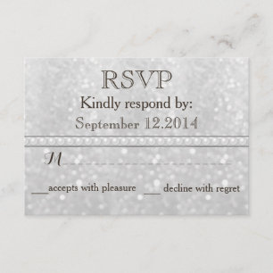 Elegant trendy glitter romantic pearl wedding RSPV RSVP Card