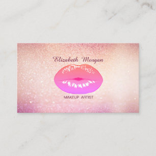 Elegant Trendy Glittery Bokeh Lips Business Card