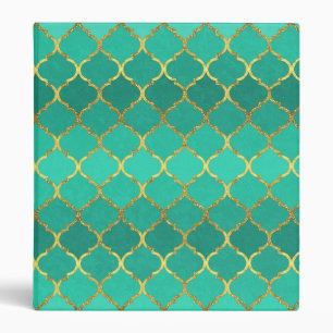 Elegant trendy gold faux glitter quatrefoil binder