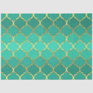 Elegant trendy gold faux glitter quatrefoil tissue paper
