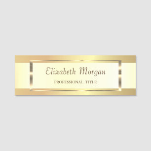 Elegant Trendy, Gold Frame,Stripe Name Tag